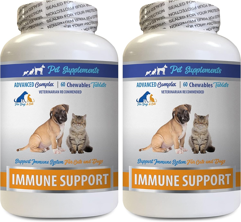 Suņa imūno atbalstu - PET imūno atbalstu - suņiem un kaķiem TIKAI - Natural - VETs izvēle - Dog Turmeric Papildinājums - 120 Ārstniecības (2 pudeles)