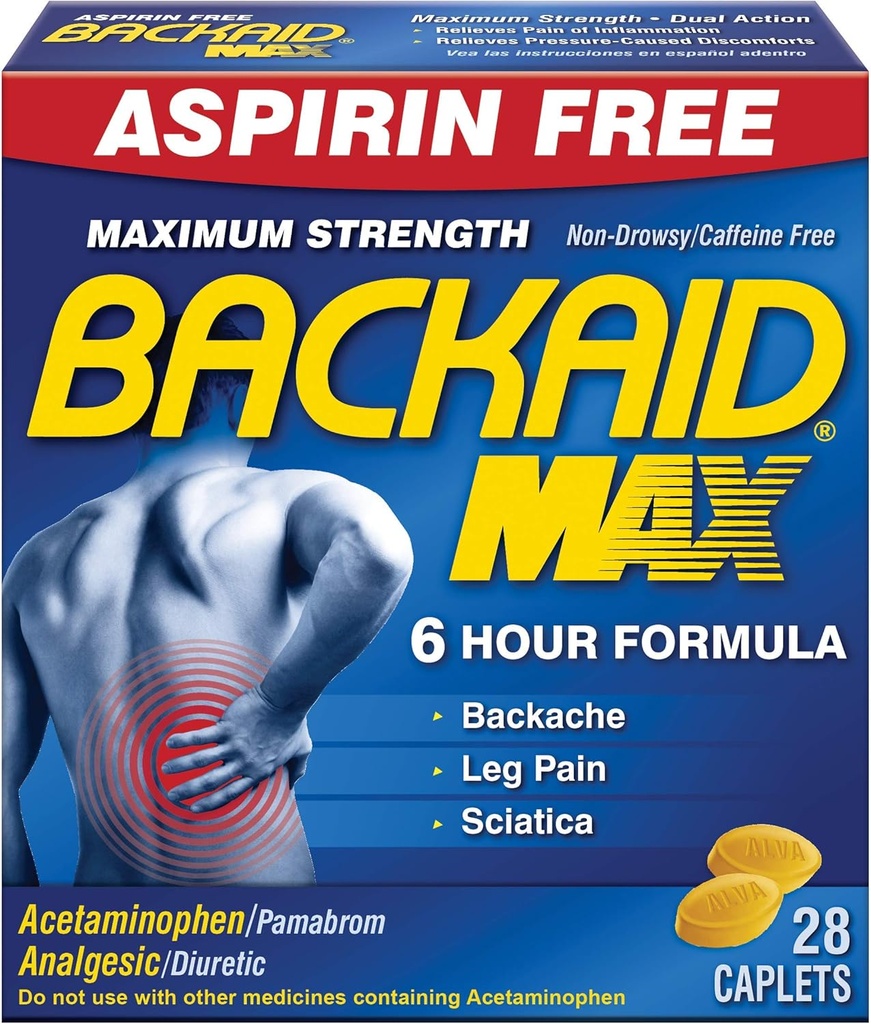 Backaid Max Relief Caplets, 28 grāvis (iepakojums no 6)