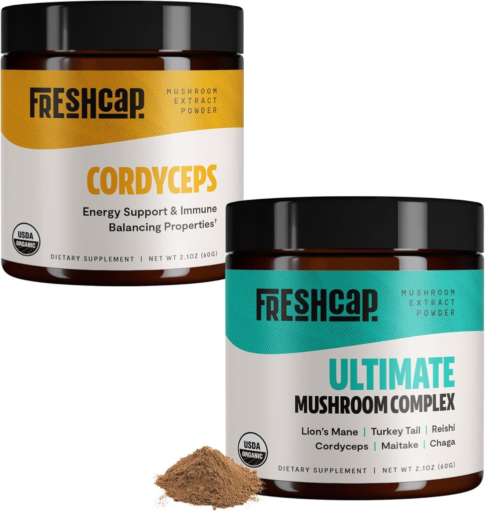 SvaigasCap Sēnes Enerģijas Bundle (Cordyceps Pulveris un Ultimate sēņu komplekss Pulveris)