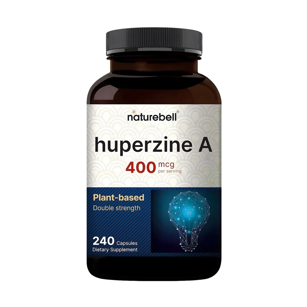 NatureBell Huperzine A 400mcg Per Servē, 240 kapsulas, (Huperzine A papildinājums)            ) Atbalsta Focus, Cognition, atmiņas, un mācīšanās spējas – Premium smadzeņu veselības bagātinātāji – Nav ĢMO