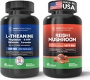 Reiši Sēņu Papildinājums ar Cordyceps + L Theanine 200mg, Magnijs, 5-HTP un Melatonīns miegam, Focus & Mood atbalsts