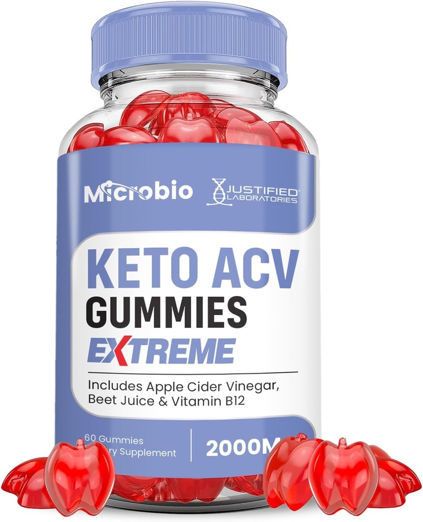 Tikai Laboratories Microbio Keto ACV Gumies Extreme 2000MG Micro Bio Keto Gumies Apple Sidrs Etiķis Formulēts ar granātābolu Bietu sulas pulveris B12 Vegan Non ĢMO 60 Gumys