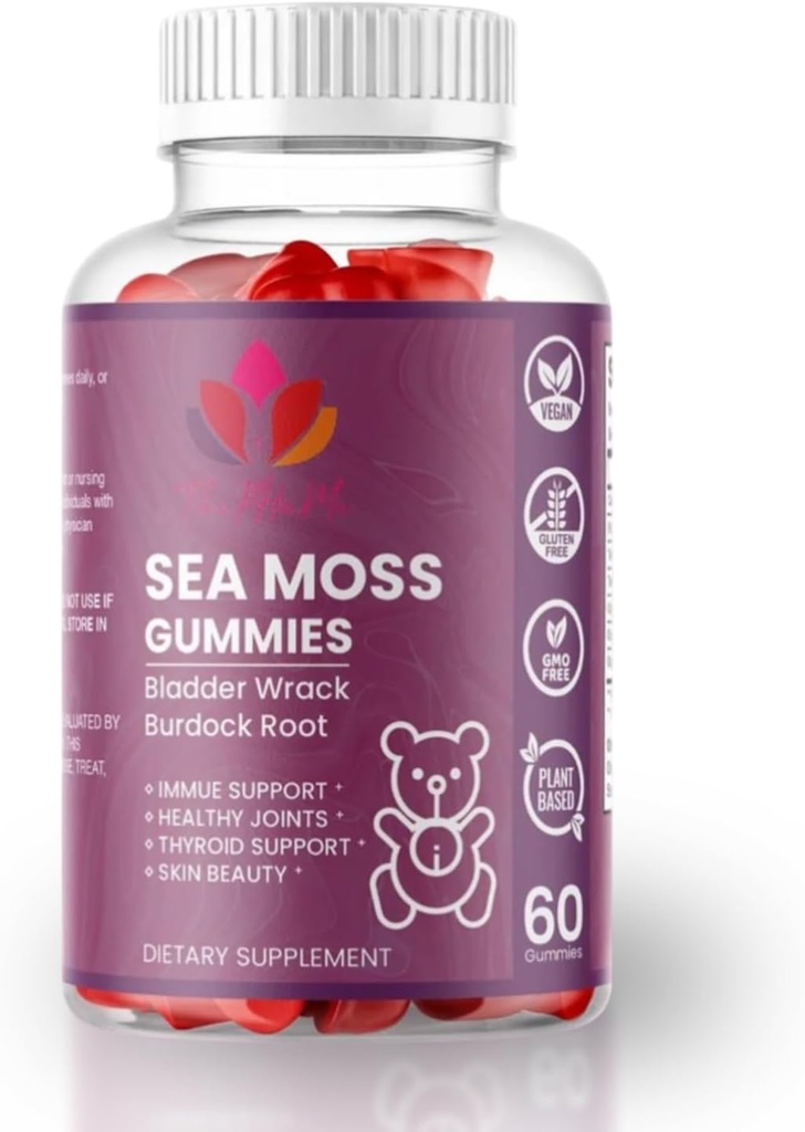 Organic Sea Moss Gummies with Bladderwrack & Dadzis Root – Vegan papildinājums General Wellness – 60 grāfs