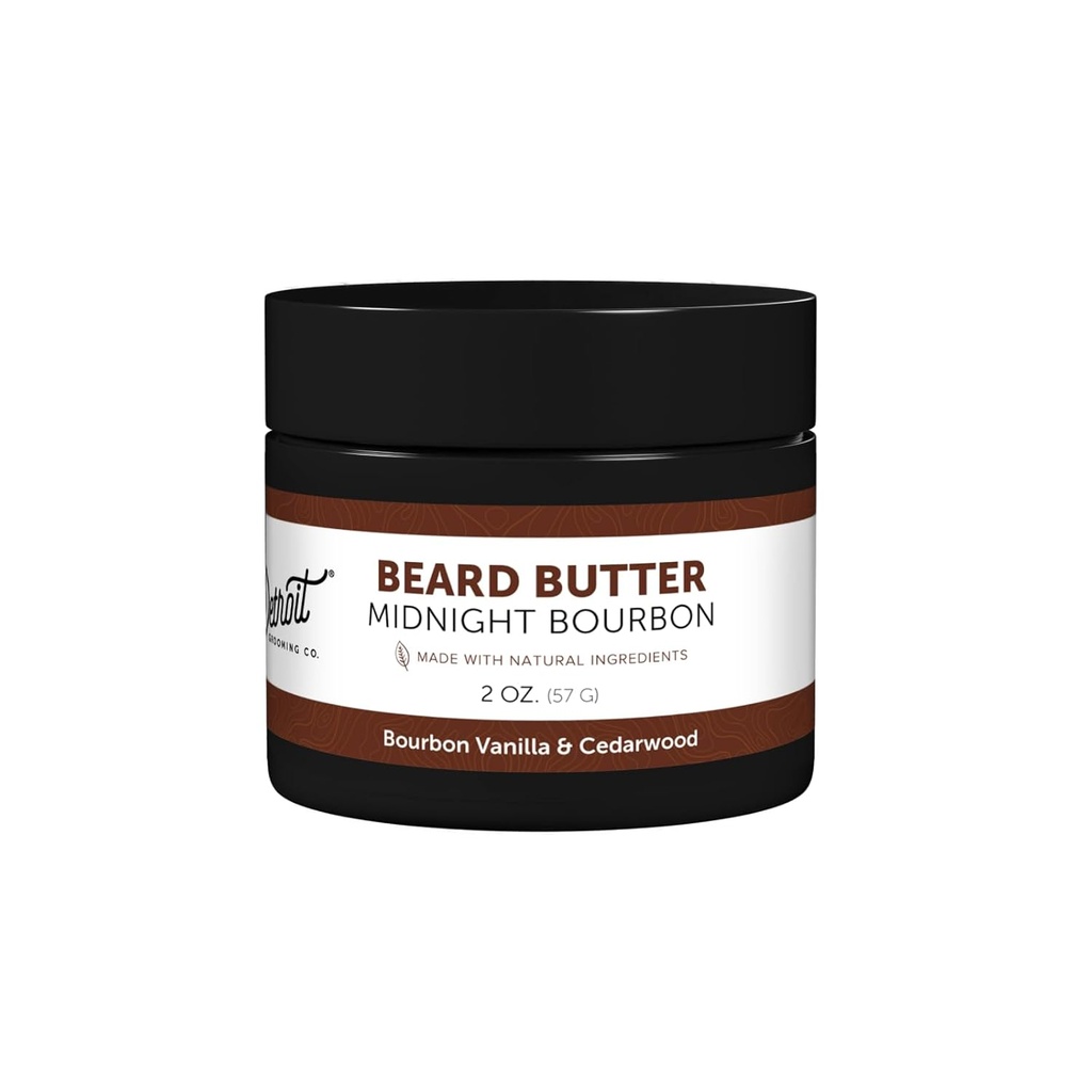 Detroit Grooming Co. Beard Butter for Men; Ierobežots izlaidums; Mīkstina, mitrina un baro ar saflora eļļu; Shea Butter; Pusnakts burbona smaržu; 2oz