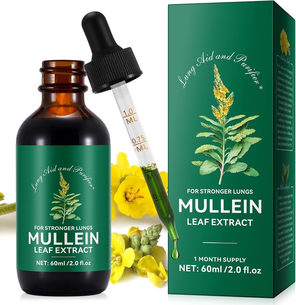 Mullein Leaf ekstrakts,Mullein Drops for Lungs,Natural Cleanse,Mullein Leaf Šķidrā ekstrakta papildinājums,Veģetārie Veselīgs Dzīvesveids,2 FL OZ