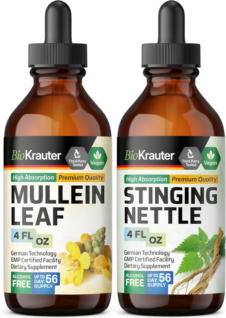 BIO KRATER Mullein Tincture 4 Fl. Oz. & Stinging Nettle Tincture 4 Fl. Oz.
