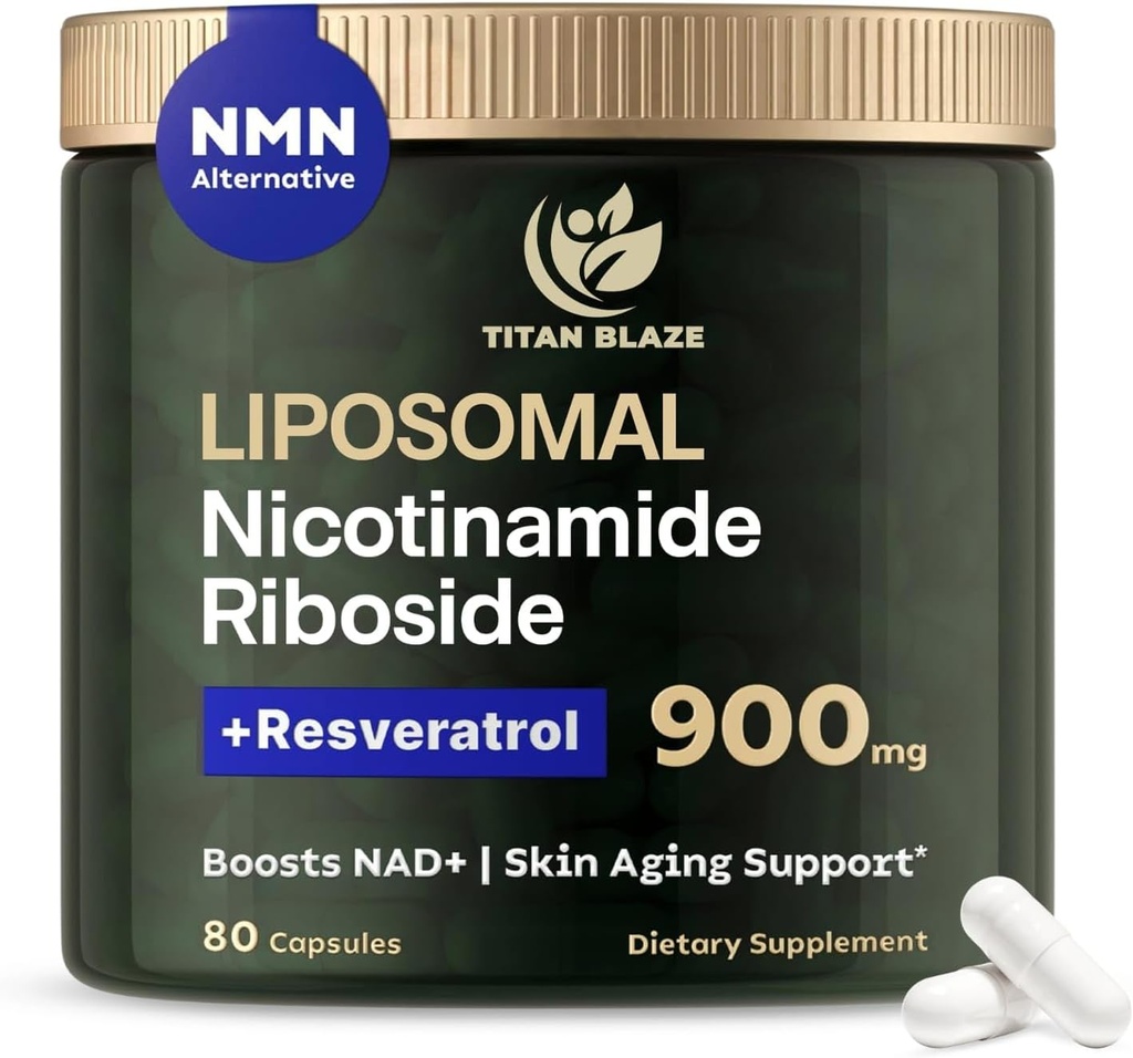 NAD+ Nikotīnamīds Ribosīds ar Resveratrol un Quercetin NMN Alternative – Premium Anti-Aging papildinājums enerģijai, fokusam un šūnu atbalstam – 80 augstas tīrības kapsulas 900mg
