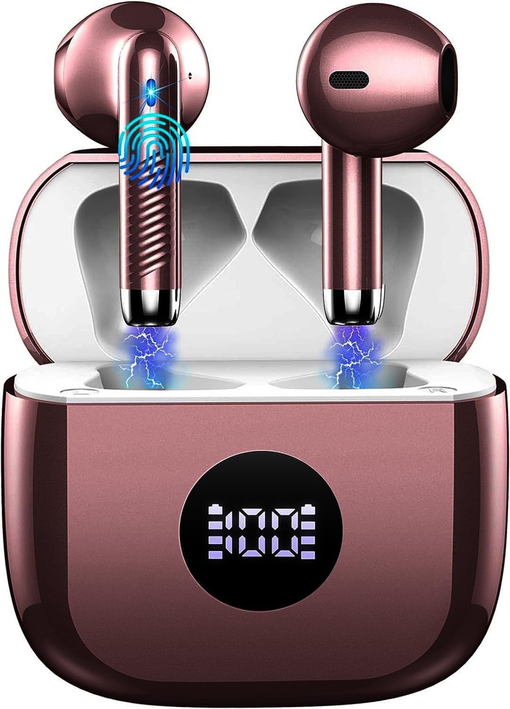 Bezvadu earbuds, Bluetooth 5.4 Ausu Buds LED Enerģijas displejs Ausu austiņas Bass Stereo, Bluetooth Earbuds in-Ear Troksnis Atcelt Mic, 40H Atskaņošana Mini gadījums IP7 Ūdensizturīgi sporta austiņas priekš Android iOS