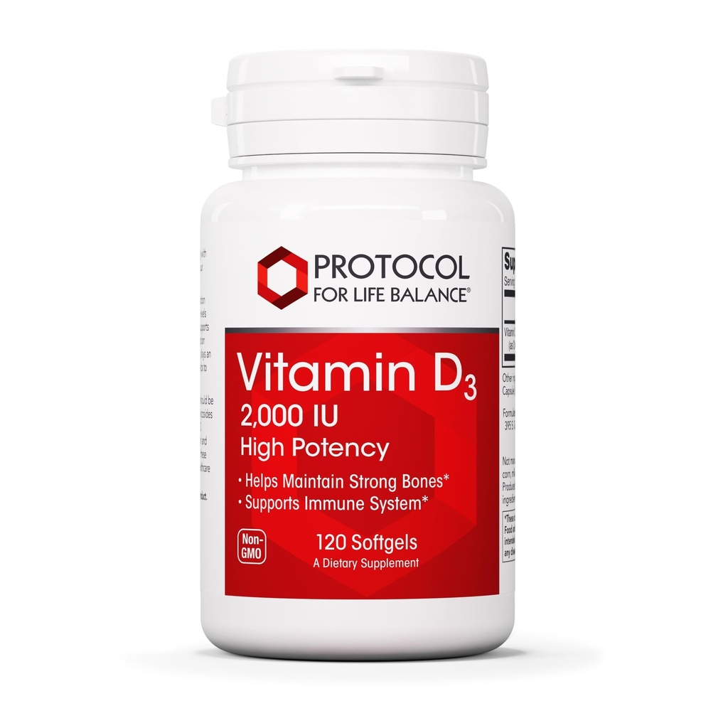 Protokols D3 vitamīns 2000 SV - Imūnais atbalsts, veseli kauli un zobi - 120 softgeli