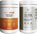 VITASEI Wellness Bandle – Hidrolizēts kolagēna peptīdi Pulveris un Teatox Detox & tīrīt atbalsta pulveris – Matu, ādas, nagu un gremošanas pastiprinātājs sievietēm un vīriešiem