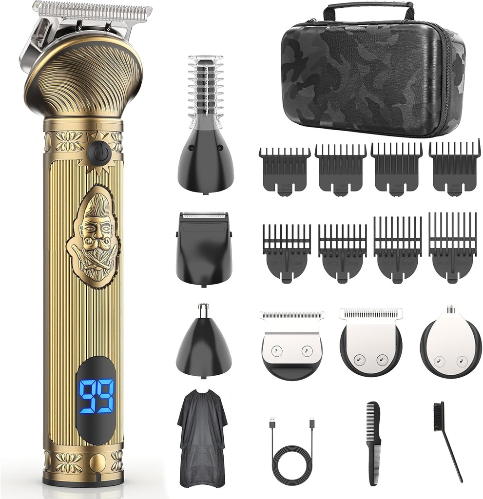 Beard Trimmer vīriešiem, Travel Electric Shavers vīriešiem ar lietu, Cordless Hair Clipper, Mens Grooming Komplekts Mustache ķermeņa deguna Face - 180 Mins Skūšanās, Dāvanas viņam un tēvam
