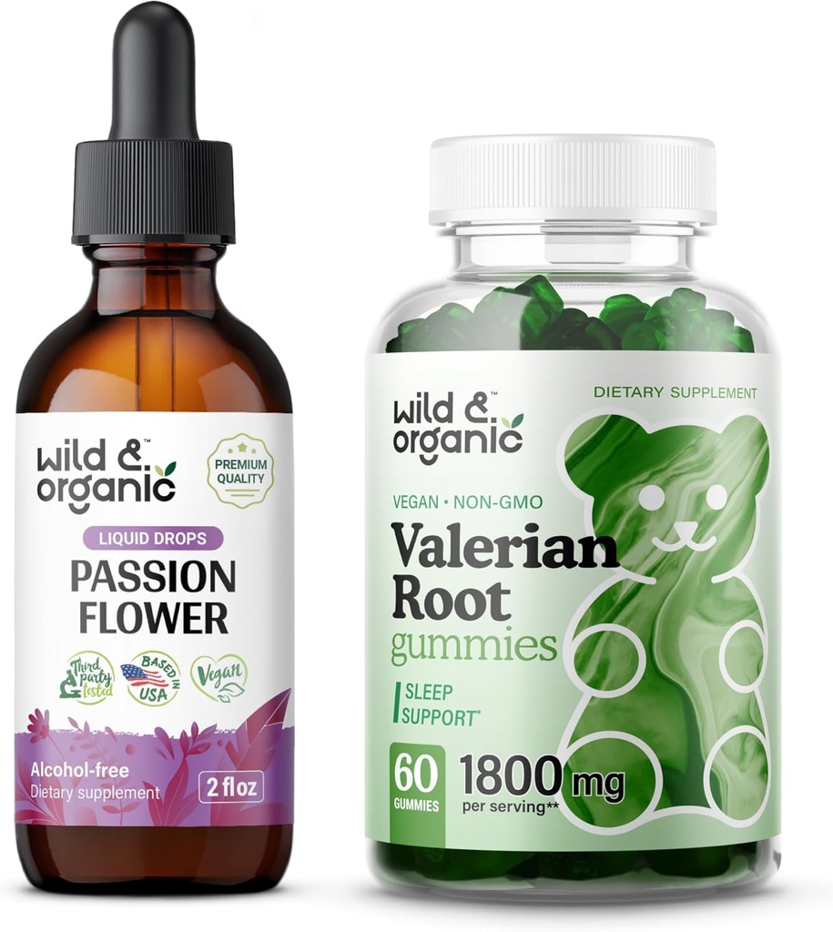Savvaļas un organiskās Passion Ziedu pincture 2 fl oz & baldriāna saknes gumijas