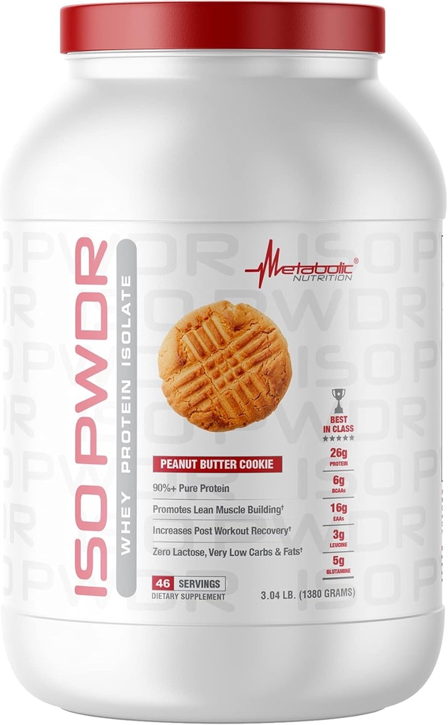 Vielmaiņas uzturs Sūkalu proteīns Izolāts ISO PWDR Peanut Butter Cookie, 3.04lb, 23 Servings, 26g Olbaltumvielas, Ātra Gremošanas, Zero Carbs, Garšīgs Flavor, Ļoti Zems Karbs & Tauki, Zero Laktoze