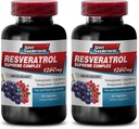 Resveratrol Supreme 1200mg Maksimālais stiprums Plus 1200 Sarkanā vīna bagātinātāji, resveratrol Papildinājums sarkanvīns, resveratrol antioksidants, sarkanvīna ekstrakts ar resveratrol, sarkanvīna vīnogu sēklām 2 pudeles