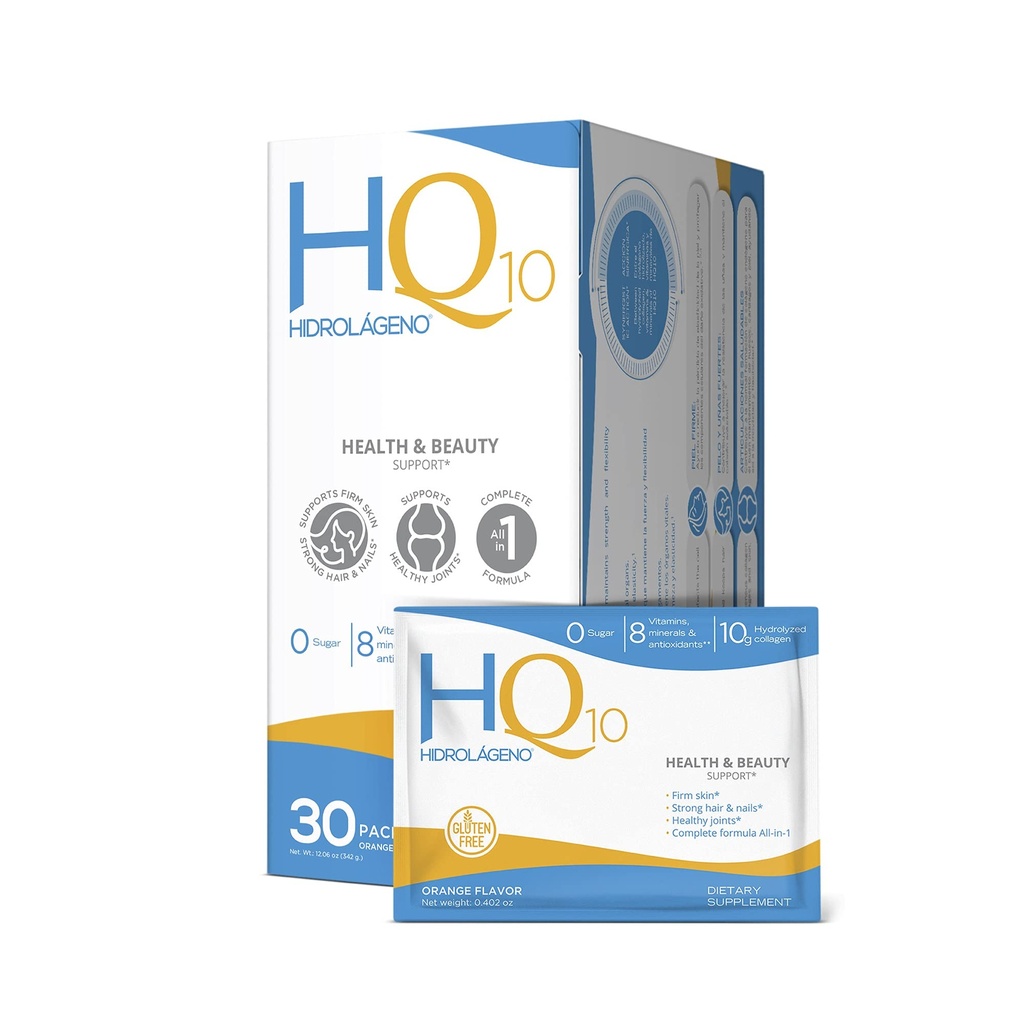 Hidrolageno Q10, hidrolizēts kolagēns, vitamīni, ZINC, antioksidanti, 30 paciņas iepakojumā, 4. 2 Ārējais iepakojums, iepakojumā 1