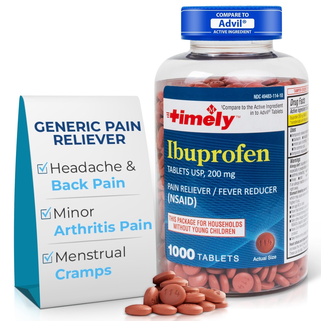 LAIKA LABS, INC. Savlaicīgi lietojamas Ibuprofēna 200 mg 1000 tabletes - tabletes sāpju atvieglošanai un drudzis Samazinātājs - galvassāpes Reliefs, menstruālas sāpes, zobu sāpes, muskuļu sāpes, artrīts Sāpes un ķermeņa sāpes