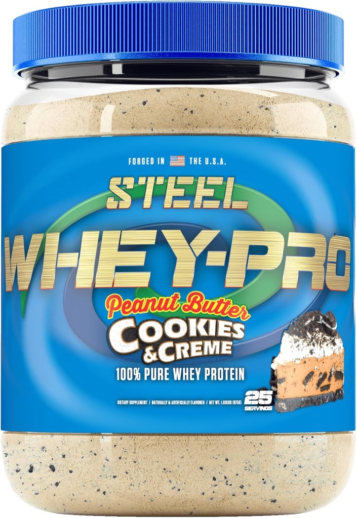 Tērauda papildinājumi Sūkalas-Pro        - Sūkalu olbaltumvielu pulveris vīriešiem un sievietēm - - ; zemesriekstu sviests Cookies & Creme - - 25 Servējumi (1.82lbs) - - BCAA aminoskābes - Essential Amino Acids 
