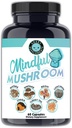 Dusmu papildinājumi Mindful Mushroom kapsulas - 7in1 Premium Health Shrom Blend of Maitake, Shiitake, Reishi, Turkey Aste, Cordyceps, Lions Mane un Chaga Sēnes (60ct)