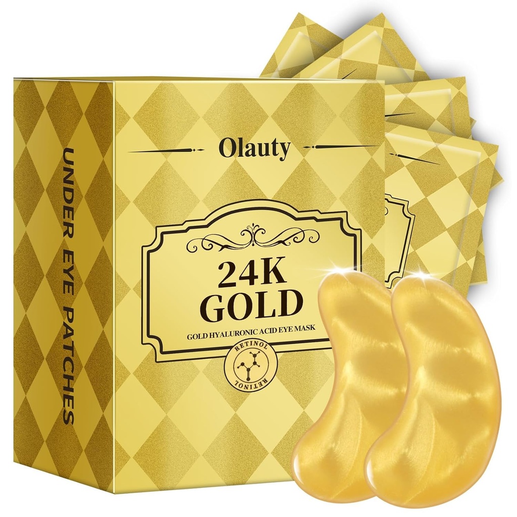 30 Pāri 24K Zelta acu maska, acu ielikumi pietauvotajām acīm un tumšie apļi, zem acu maskas Patches Skincare, sievietēm vīriešiem