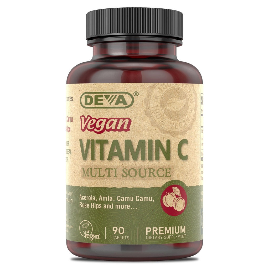 DEVA Vegan Vitamīni - C vitamīna daudzavotu - ne-GMO - 90 tabletes