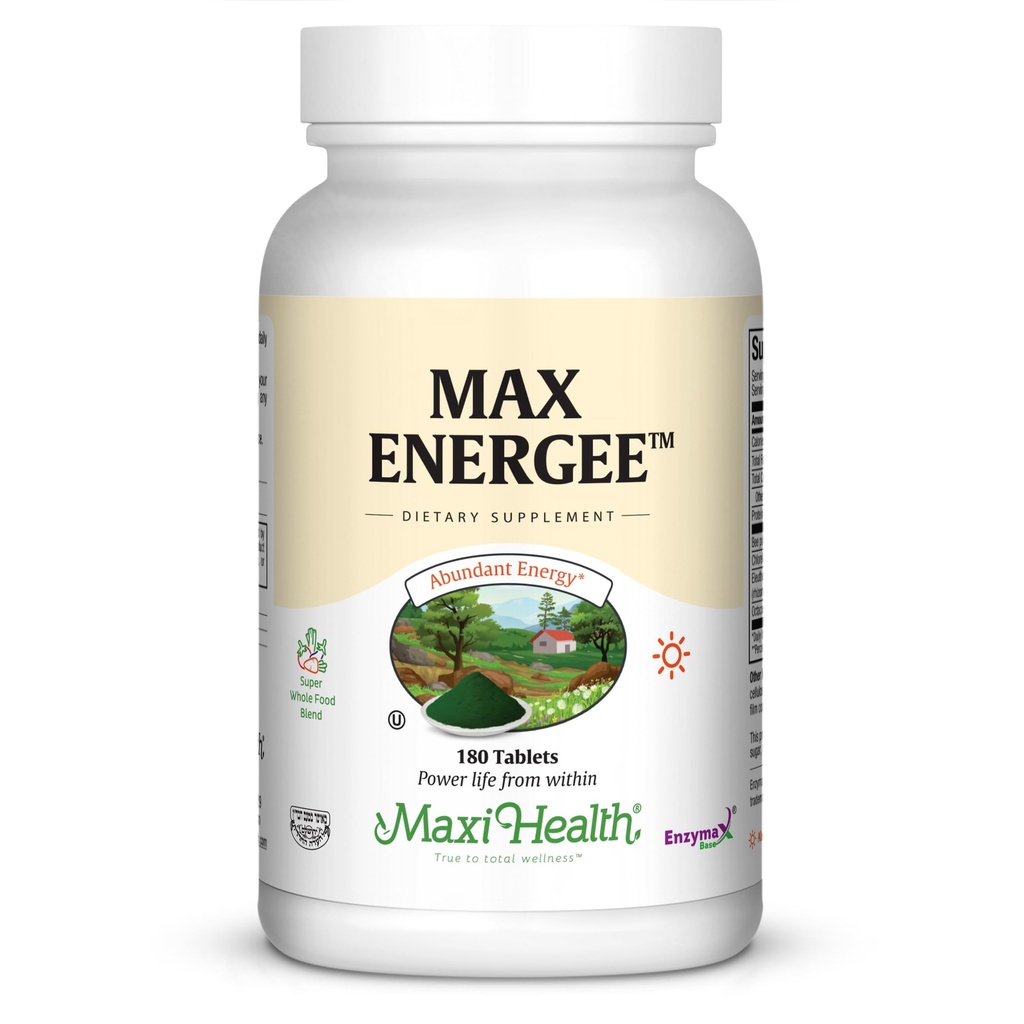 Maxi Health Max Energee - Dabas enerģija un Stamina Booster - 180 tabletes - Kosher