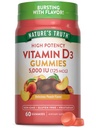 Dabas patiesība D3 vitamīns Gumijas - 5000 SV - 60 Grāfs -Peach Flavor - Veģetārs, bez GMO un lipekļa Papildinājums