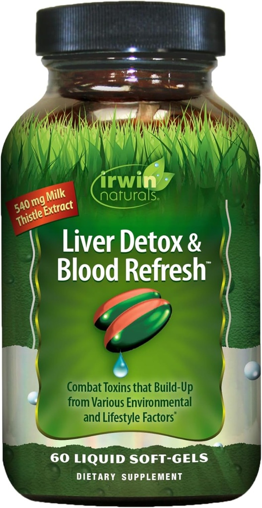 Irwin Naturals Aknas Detokss un asinis Atsvaidzinoši - 60 Šķidrie softgeli - Aknu un antioksidantu atbalsts