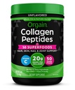Orgain Hidrolizēts kolagēna pulveris + 50 Organic Superfoods sievietēm un vīriešiem, 20g Zāle Fed Kolagēns ar C vitamīnu, Neflavored - Matu, ādas, nagu, & locītavu atbalsta papildinājums, Non-GMO, tips I & III, 1lb