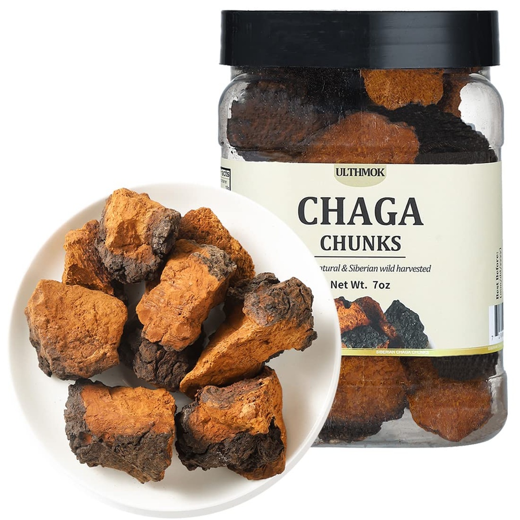 Premium Chaga Sēņu gabali 7 Oz/199g,Atlasīta Dabīgā Chaga Sēņu tēja,100% Sibīrijas savvaļas novākšanā.