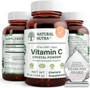 Dabīgs Nutra Pure C vitamīns Kristāla pulveris no askorbīnskābes, Boost Immunity, uzturēt kapilāru stipruma papildinājumu, palielina dzelzs uzsūkšanos, ne-GMO, herbicīds, pesticīds, sojas, 8 Oz