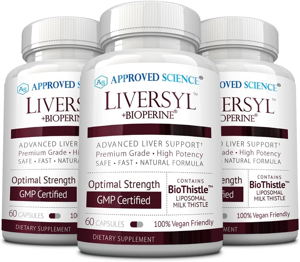 Apstiprināts Science Liversyl - Atbalsts Optimāla aknu funkcija - Attīriet un Detox - Ātri un efektīvi - Piena dadži, Artišoka ekstrakts, un Bioperīns - Vegan - 180 Count - 3 Month Supply - Ražots ASV