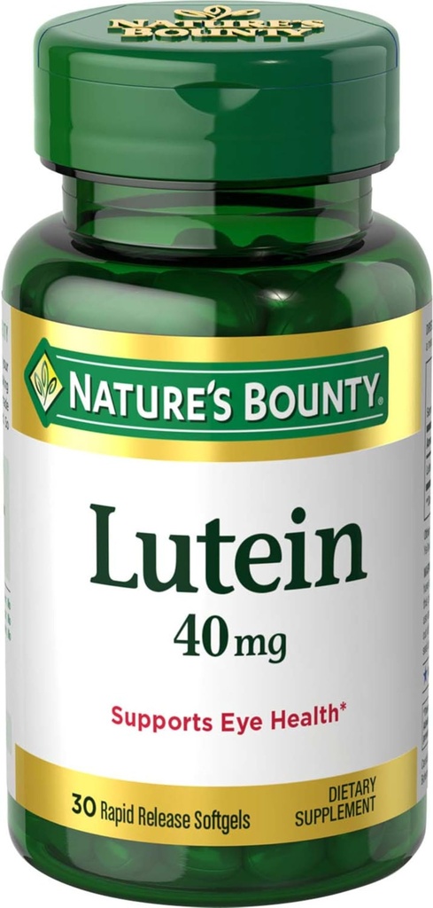 Dabas Bounty Lutein tabletes, acu veselības bagātinātāji un vitamīni, Atbalsts redzes veselība, 40 mg, 30 Softgels