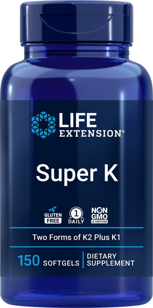 Life Extension Super K, 150 softgeli ar vitamīnu K1 un K2 - MK4 un MK7