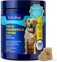 Probiotikas suņiem - Dog Probiotikas Gut, Imūnās un ādas veselība - 6 miljardi KVV, 180 Soft Chews, Salmon & Blueberry Flavor - ar prebiotikas un gremošanas enzīmi