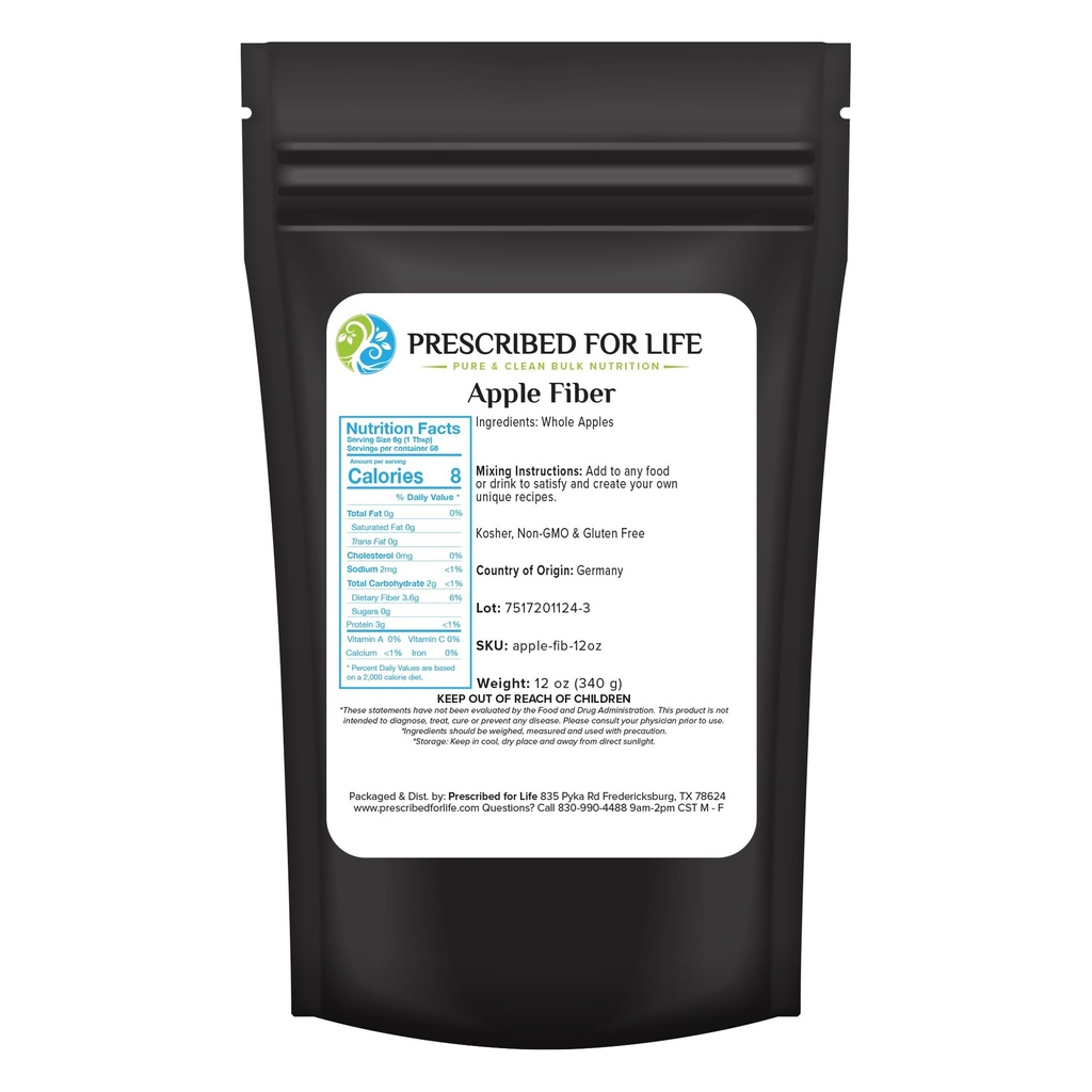 Recepšu Life Apple Fiber pulveris, dabas Apple Pectin Fiber Papildinājums gremošanas veselību, Vegan, ne ĢMO, lipekļa Free (12oz / 340g)