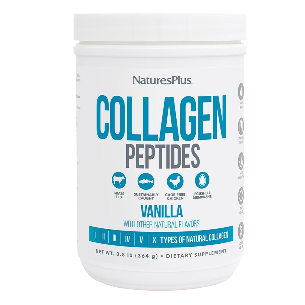 NaturesPlus kolagēna peptīdi, vaniļas - 0.8 lb Pulveris - matu, ādas, nagu un locītavu veselība, Imūnās sistēmas atbalsts - ne-GMO, bez lipekļa - 14 Kalpo
