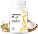 Vitamīns D3 + K2 organiskajā kokosriekstu eļļā, vitamīns K2 MK7 + D3 (1000IU), ātra kaulu un sirds veselības formula, palīdz absorbēt un izmantot kalciju, atbalsta imunitāti, uzlabo Mood - 120 Softgels