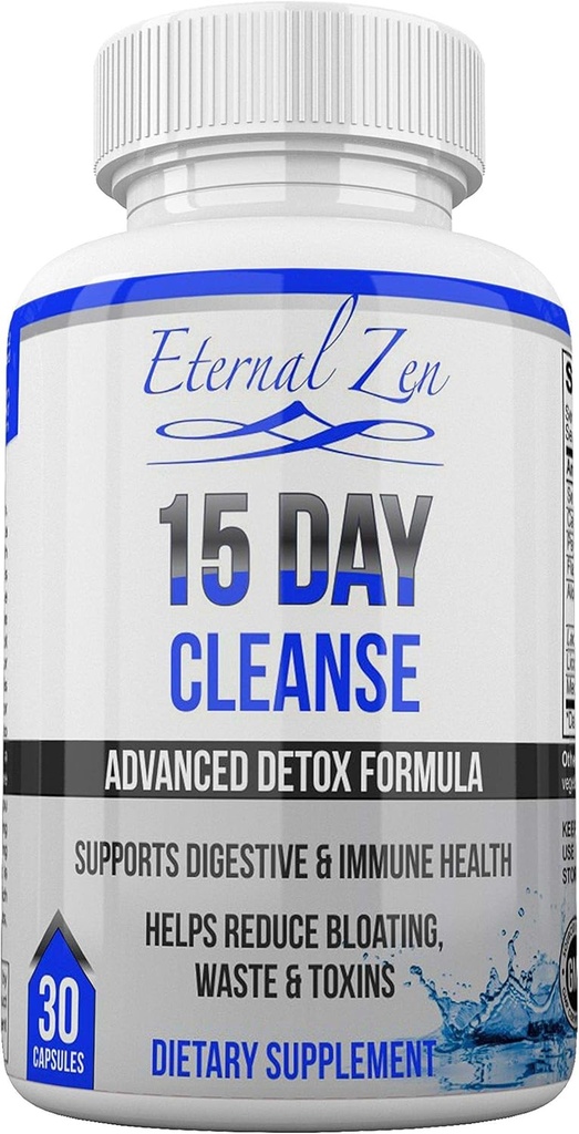 Mūžīgais Zen 15 Day Colon Cleanser Detox ar Extra Strength Herbs, Senna ir ātri darbojas dabas Laxative aizcietējuma atvieglošana - visa ķermeņa tīrīšana - 30 kapsulas