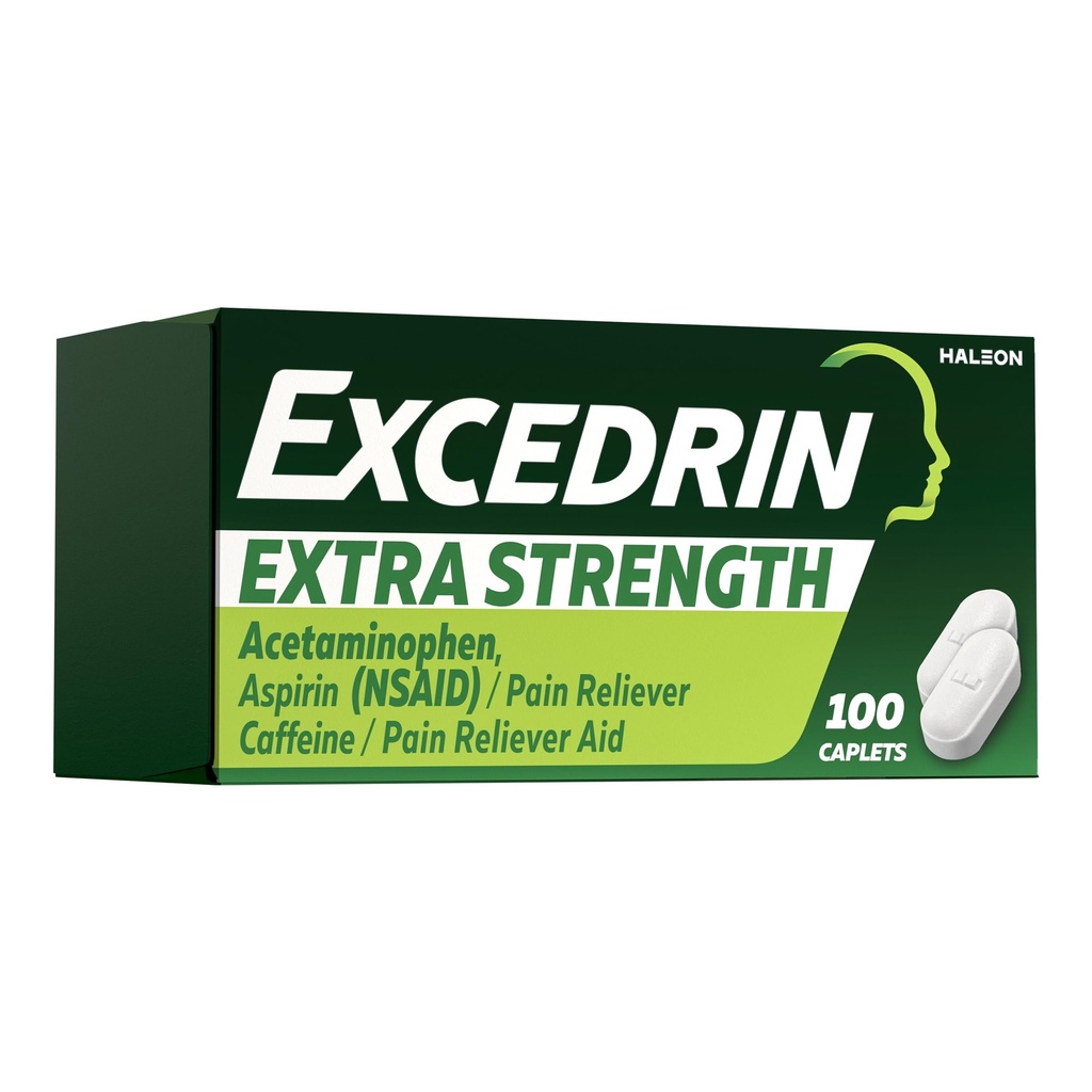 Excedrin Extra Strength Sāpes Relief Caplets – Galvassāpes Reliefs – 100 Skaits