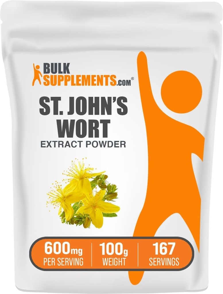 BulkSupplements.com St. John's Wort Extract - divšķautņu asinszāles papildinājums, augu izcelsmes papildinājums kokam - Vegan & Gluten Free, 600mg uz vienu Kalpotāju, 100g (3.5 oz) (1. iepakojumā)