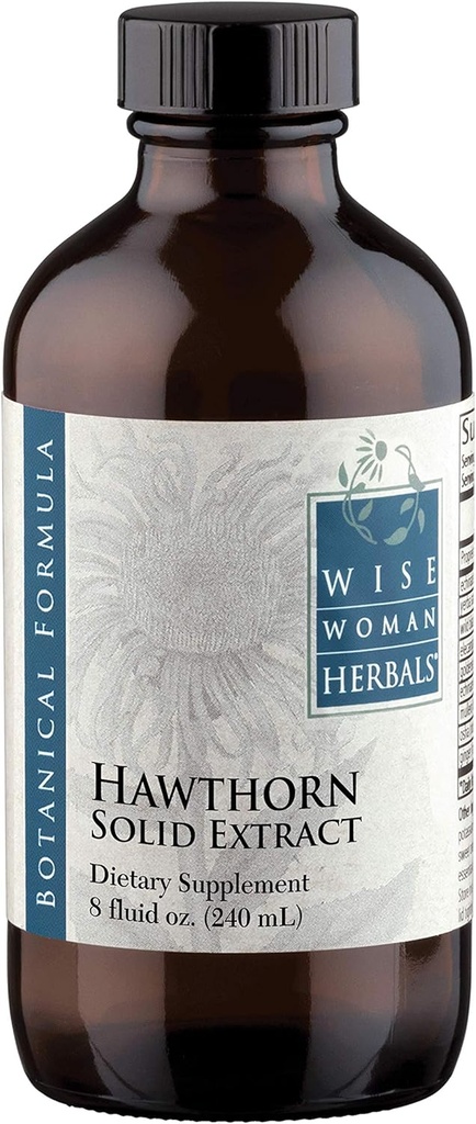 Wise Woman Herbals Hawthorn Berry Solid Extract 4:1, Alkohola-free Extra Strength, veicina veselīgu cirkulāciju, antioksidantu aizsardzību, augu sirds un asinsvadu atbalsts, 8 Fl Oz