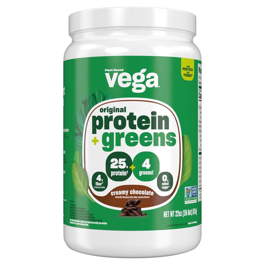 Vega Olbaltumvielas un zaļās olbaltumvielas pulveris, Šokolāde - 20g Augu izcelsmes Olbaltumvielas Plus Veggies, Vegan, NeĢMO, Pea Protein sievietēm un vīriešiem, 1,3 mārciņas