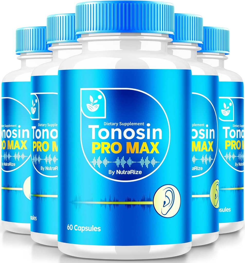 NutraRize (5 Pack) Tonosin Pro Max kapsulas, Oficiālā ausu veselības formula, All-Natural papildinājums, lai veicinātu iekšējo ausu veselību, Premium dzirdes atbalsts, TonosinProMax Atsauksmes (300 kapsulas)