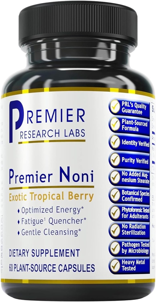 Premier Research Labs Premier Noni - Organic Noni Capsules, Noni Fruit Powder Pills, Noni Extract Papildinājums Gut Health, Enerģētika un Imūnās veselības atbalsts - 60 Veģetārās Kapsulas