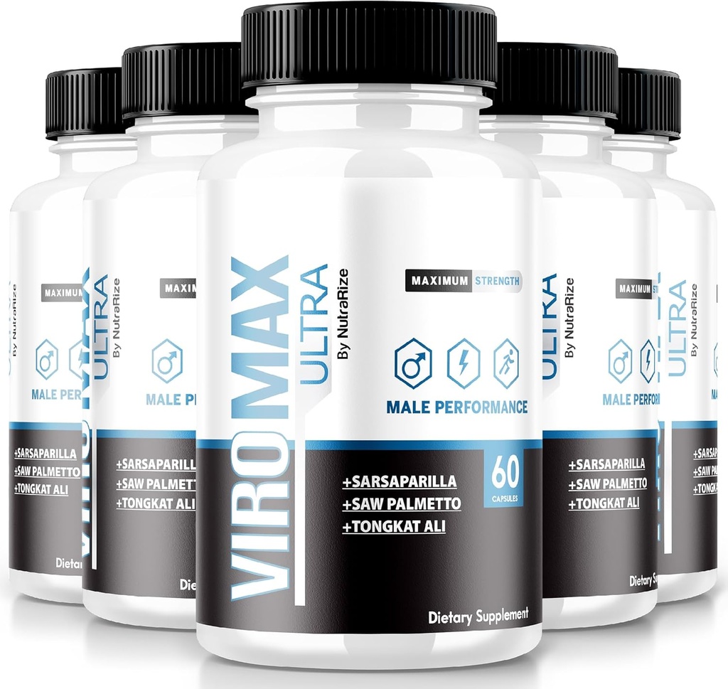 NutraRize (iepakojums no 5 ViroMax Ultra tabletes, maksimālā stipruma formula, lai palielinātu enerģijas un veiktspējas, All-Natural kapsulas muskuļu stipruma, papildu Atsauksmes (300 kapsulas)