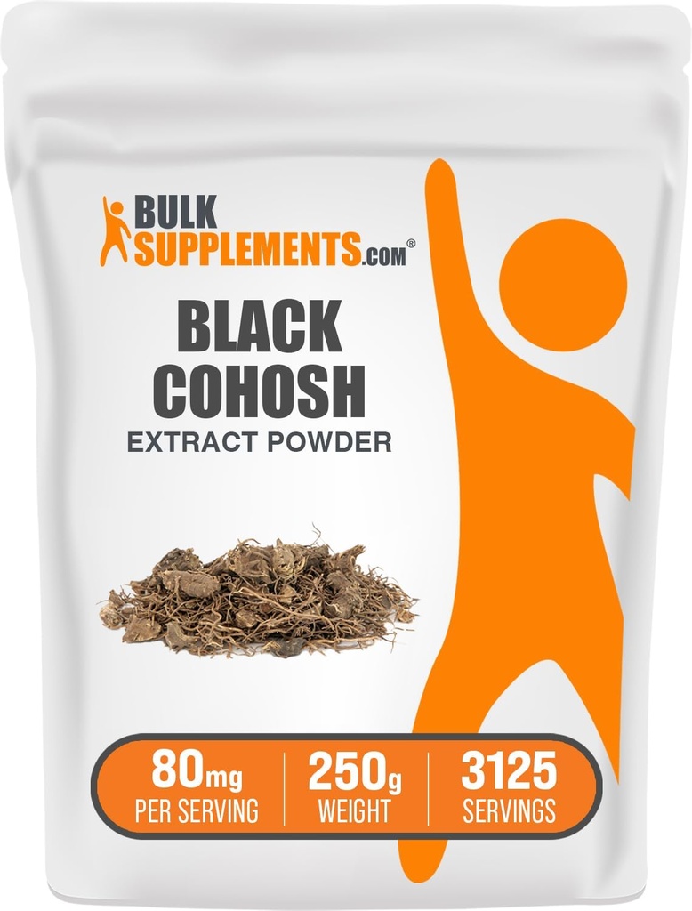 BulkSupplements.com Black Cohosh Extract Powder - no Black Cohosh Root, Herbal Papildinājums - Vegan & Gluten Free, 80mg per Serving, 250g (8.8 oz) (1. iepakojums)
